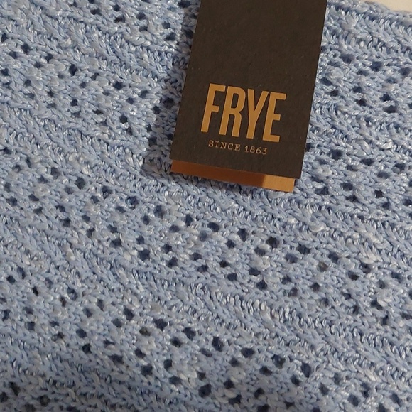 Frye baby blue knitted button up pointell top - Picture 5 of 10